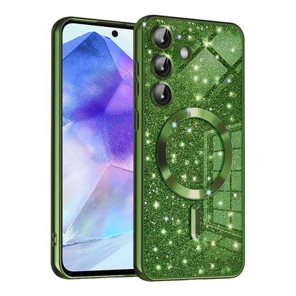 MagSafe maska za Samsung Galaxy A55 5G A556, Techsuit, Luxury Glitter, Tamno Zelena