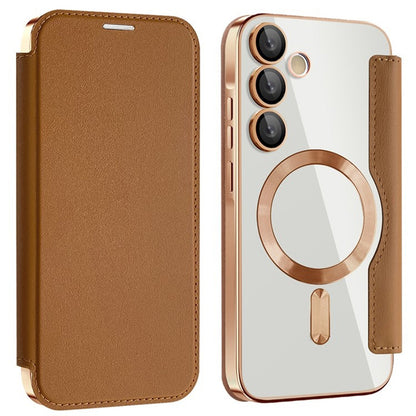 MagSafe futrola za Samsung Galaxy A55 5G A556, Techsuit, SmartMag Book, Smeđa