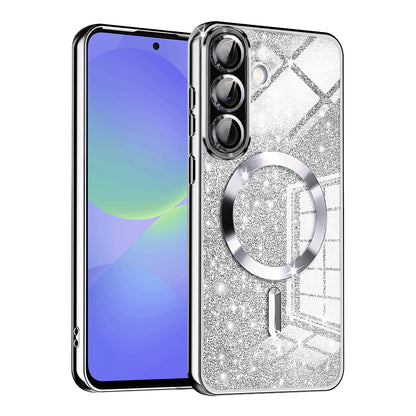 MagSafe futrola za Samsung Galaxy A56 A566 / A36 A366, Techsuit, Luxury Glitter, Srebrna