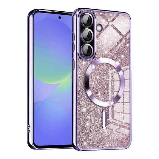 MagSafe futrola za Samsung Galaxy A56 A566 / A36 A366, Techsuit, Luxury Glitter, Svijetlo Ljubičasta
