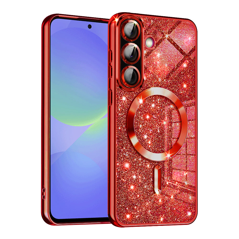 MagSafe futrola za Samsung Galaxy A56 A566 / A36 A366, Techsuit, Luxury Glitter, Crvena