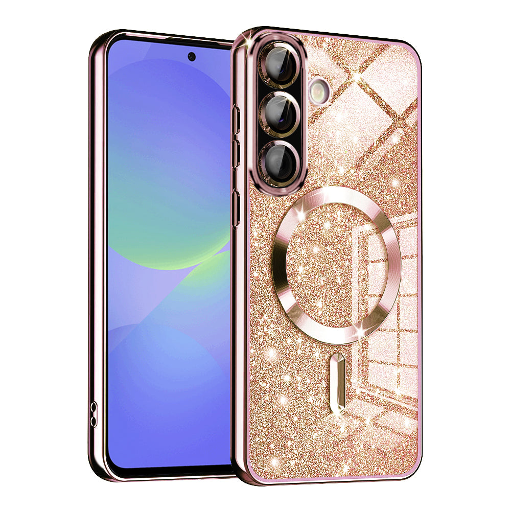 MagSafe futrola za Samsung Galaxy A56 A566 / A36 A366, Techsuit, Luxury Glitter, Ružičasto Zlatna