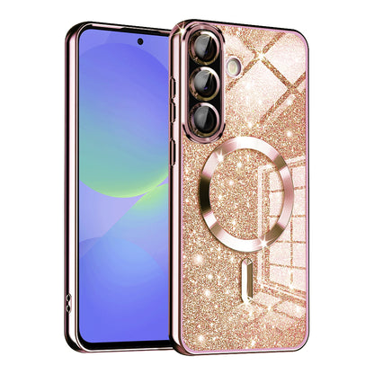 MagSafe futrola za Samsung Galaxy A56 A566 / A36 A366, Techsuit, Luxury Glitter, Ružičasto Zlatna