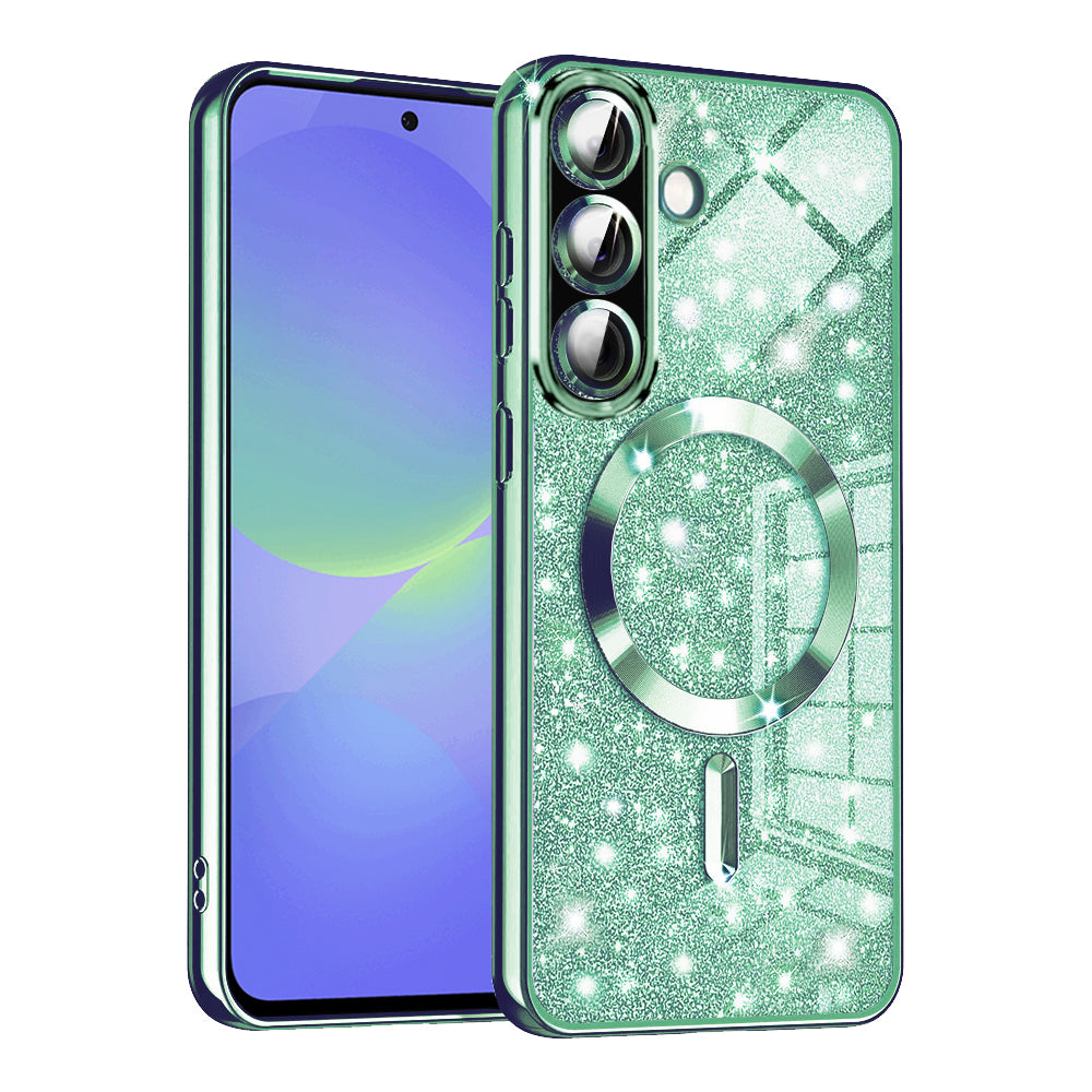 MagSafe futrola za Samsung Galaxy A56 A566 / A36 A366, Techsuit, Luxury Glitter, Svijetlo Zelena