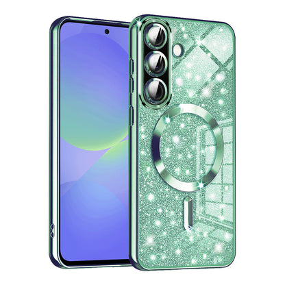 MagSafe futrola za Samsung Galaxy A56 A566 / A36 A366, Techsuit, Luxury Glitter, Svijetlo Zelena