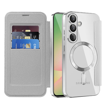 MagSafe futrola za Samsung Galaxy A56 A566, Techsuit, SmartMag Book, Siva
