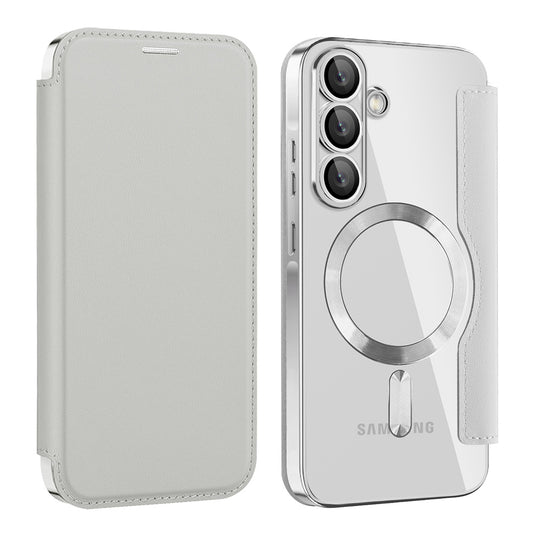 MagSafe futrola za Samsung Galaxy A56 A566, Techsuit, SmartMag Book, Siva