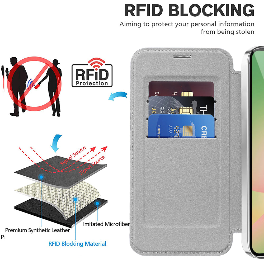 MagSafe futrola za Samsung Galaxy A56 A566, Techsuit, SmartMag Book, Siva
