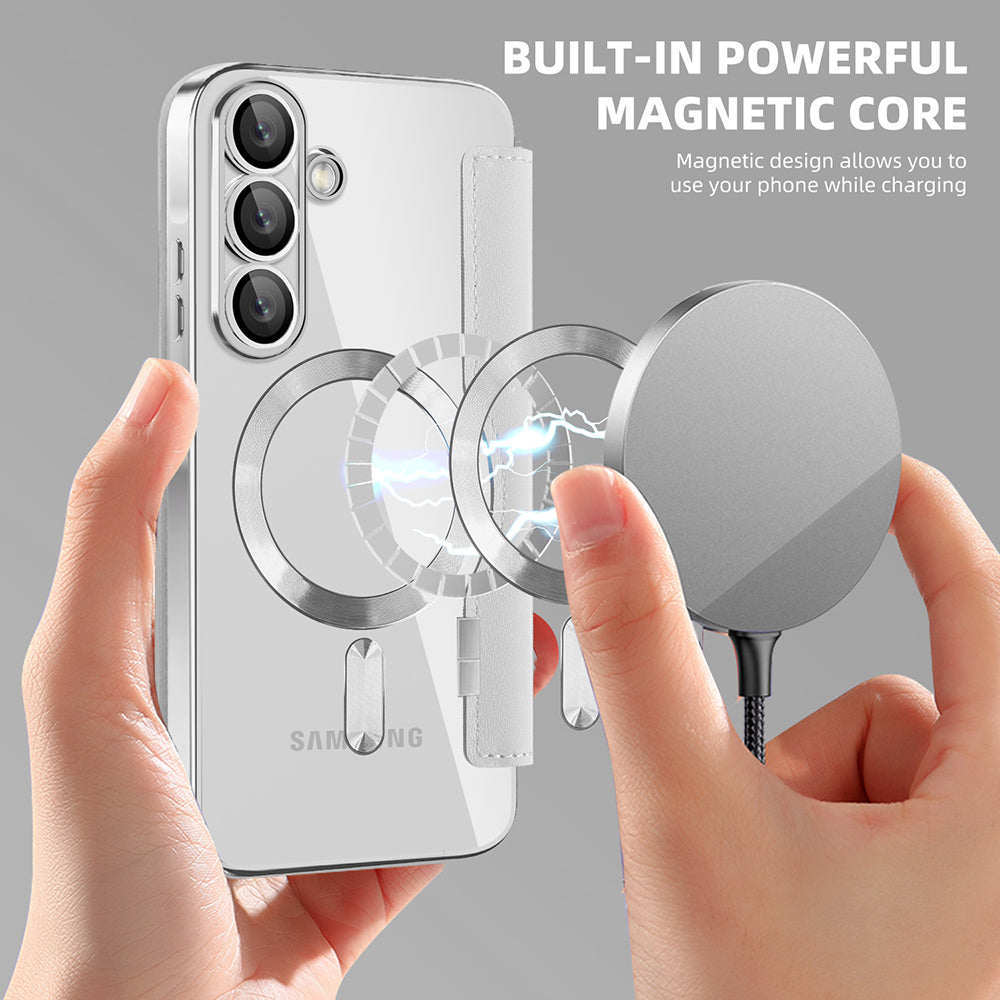 MagSafe futrola za Samsung Galaxy A56 A566, Techsuit, SmartMag Book, Siva