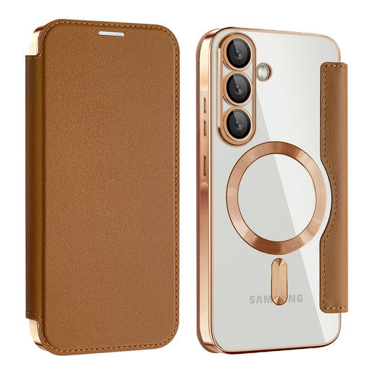 MagSafe futrola za Samsung Galaxy A56 A566, Techsuit, SmartMag Book, Smeđa
