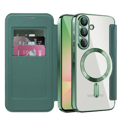 MagSafe futrola za Samsung Galaxy A56 A566, Techsuit, SmartMag Book, Zelena