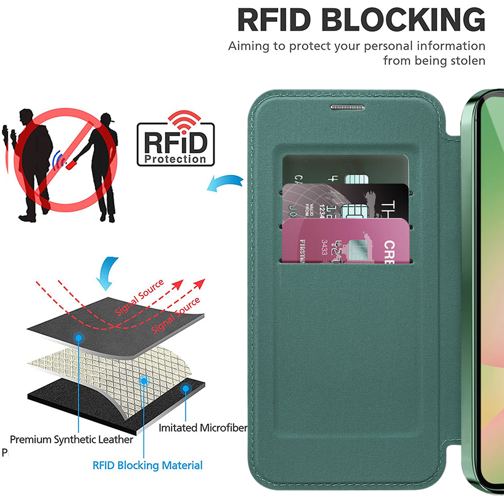 MagSafe futrola za Samsung Galaxy A56 A566, Techsuit, SmartMag Book, Zelena
