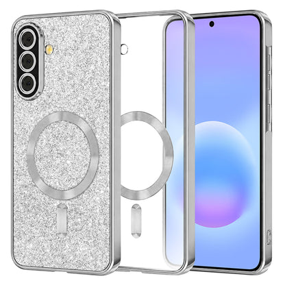 MagSafe futrola za Samsung Galaxy A57 5G, Techsuit, Luxury Glitter, Srebrna