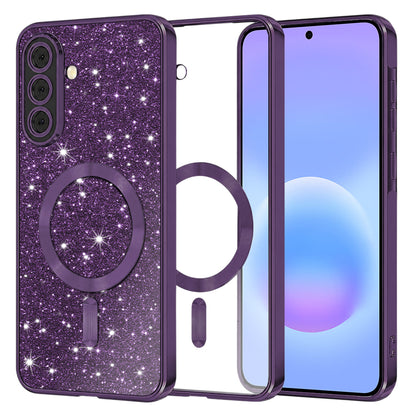 MagSafe futrola za Samsung Galaxy A57 5G, Techsuit, Luxury Glitter, Tamno Ljubičasta