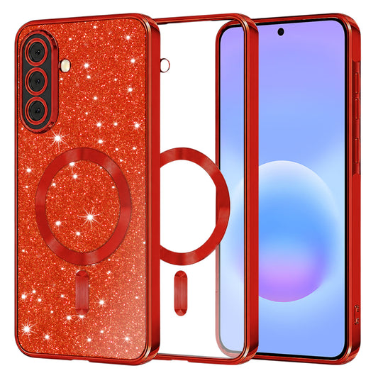 MagSafe maska za Samsung Galaxy A57 5G, Techsuit, Luxury Glitter, Crvena