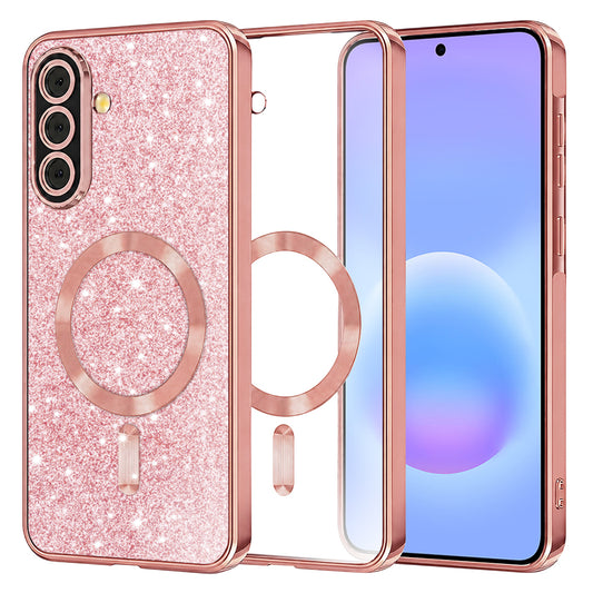 MagSafe maska za Samsung Galaxy A57 5G, Techsuit, Luxury Glitter, Ružičasto Zlatna