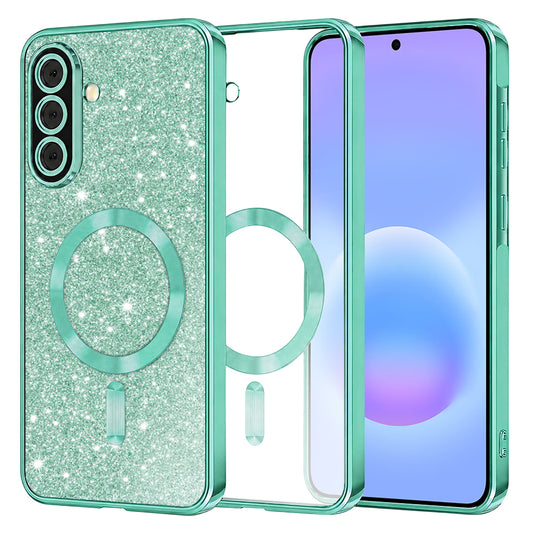 MagSafe maska za Samsung Galaxy A57 5G, Techsuit, Luxury Glitter, Svijetlo Zelena
