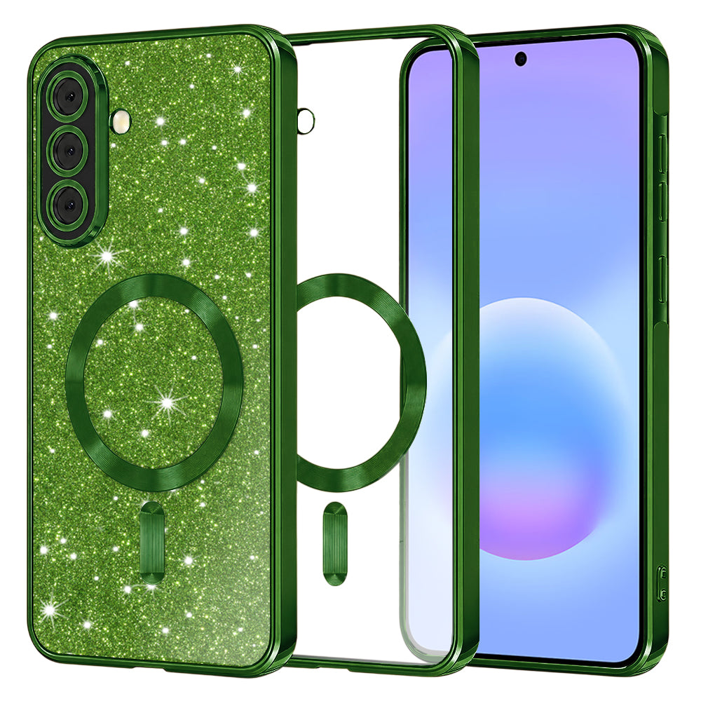 MagSafe futrola za Samsung Galaxy A57 5G, Techsuit, Luxury Glitter, Tamno Zelena
