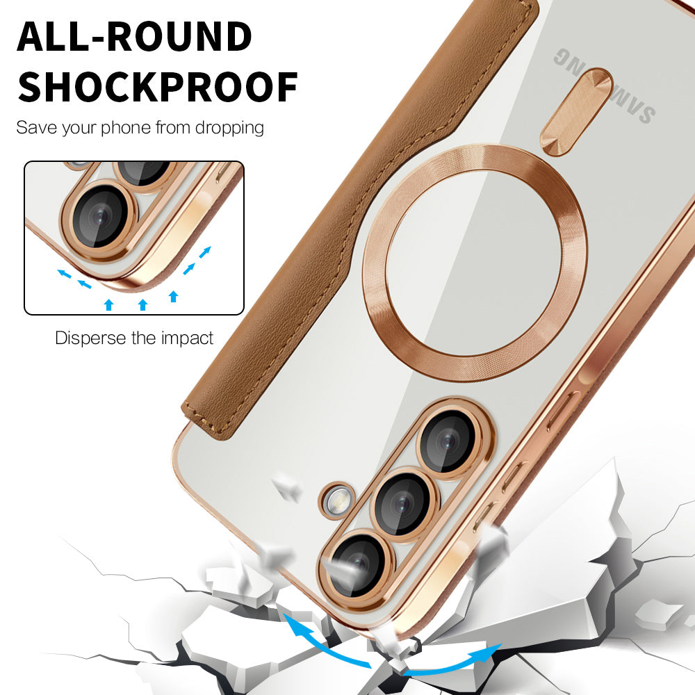 Futrola MagSafe za Samsung Galaxy A57 5G, Techsuit, SmartMag Book, Smeđa