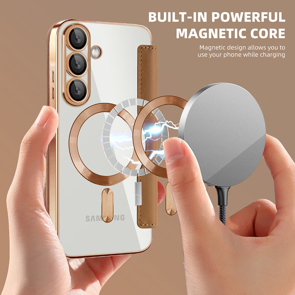 Futrola MagSafe za Samsung Galaxy A57 5G, Techsuit, SmartMag Book, Smeđa