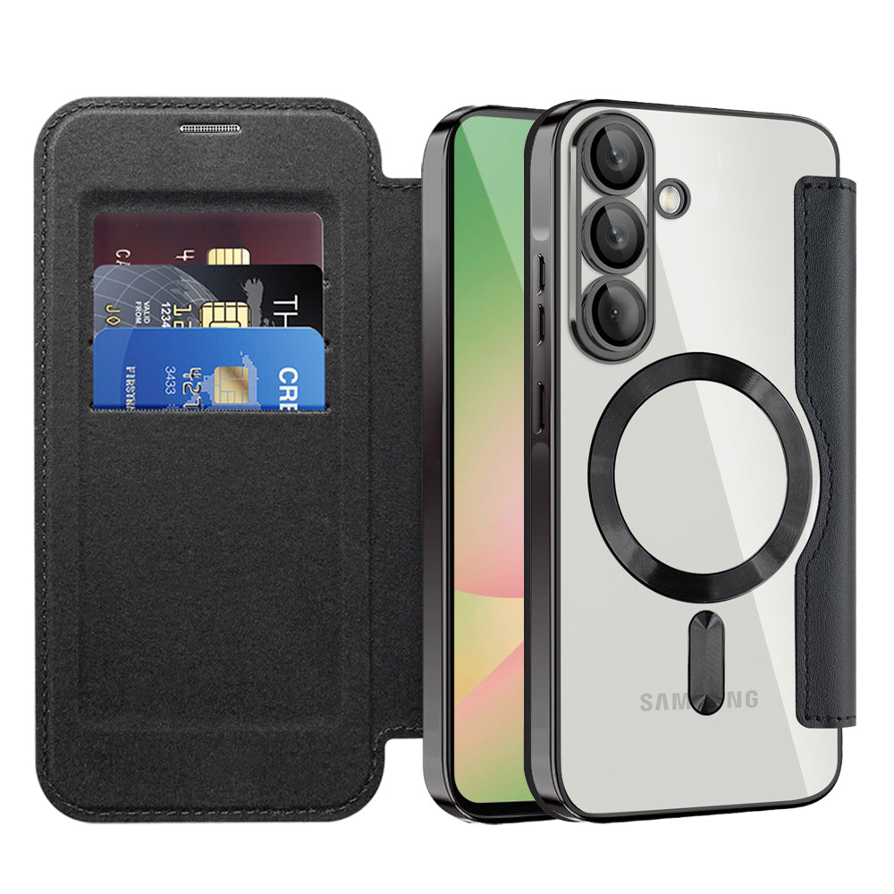 MagSafe futrola za Samsung Galaxy A57 5G, Techsuit, SmartMag Book, Crna