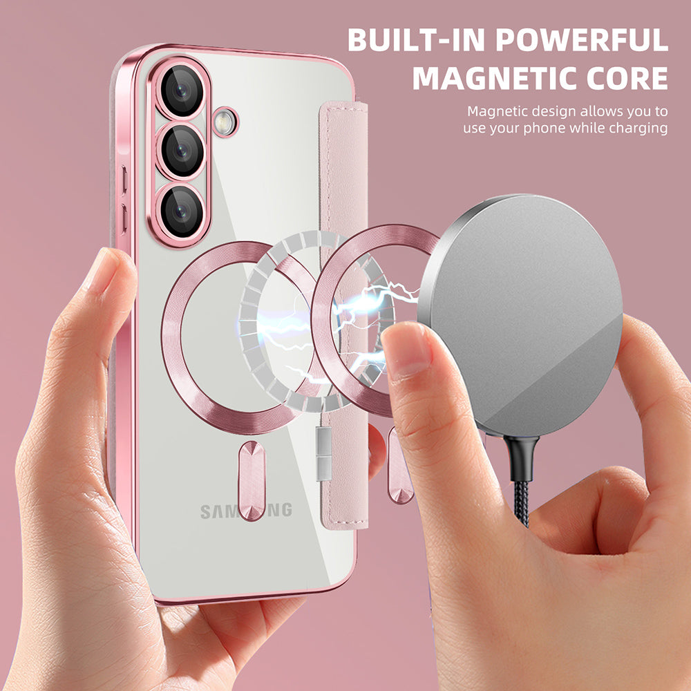 Futrola MagSafe za Samsung Galaxy A57 5G, Techsuit, SmartMag Book, Roza