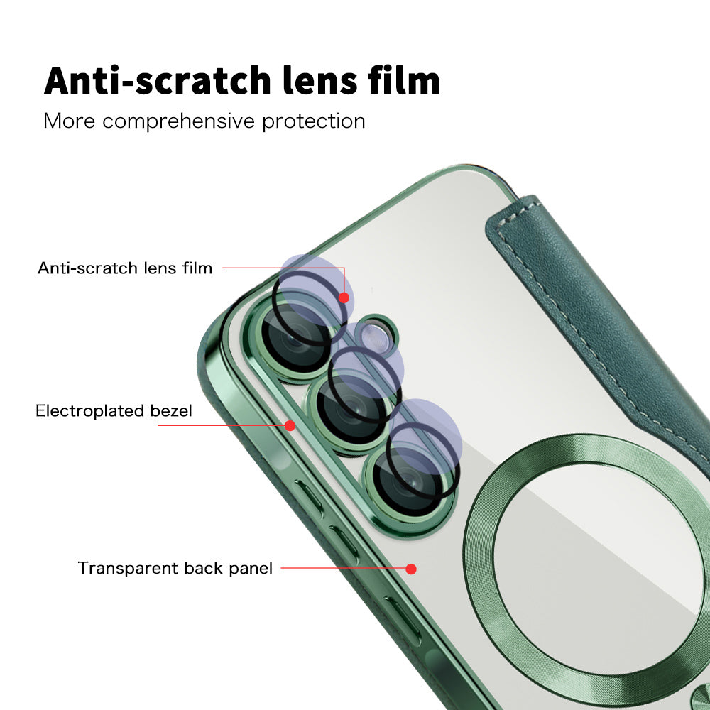 Futrola MagSafe za Samsung Galaxy A57 5G, Techsuit, SmartMag Book, Zelena