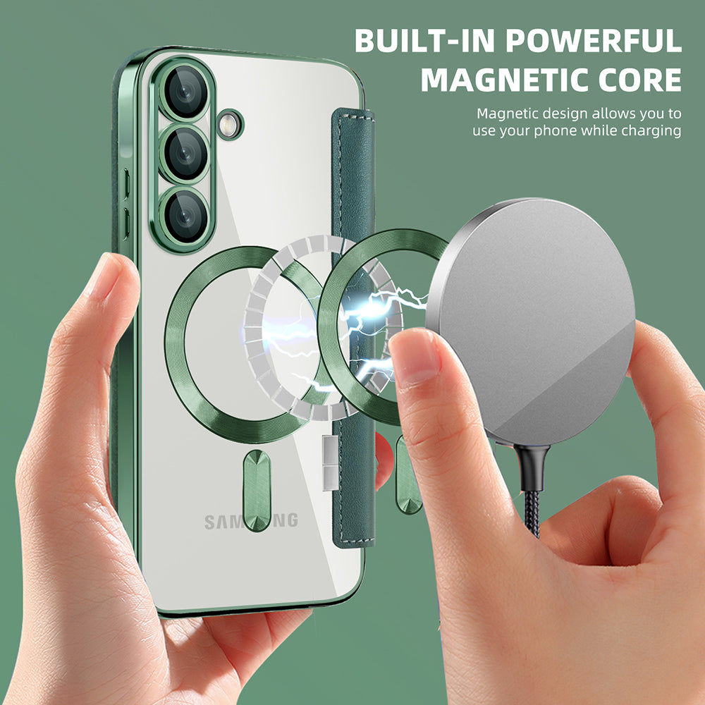 Futrola MagSafe za Samsung Galaxy A57 5G, Techsuit, SmartMag Book, Zelena