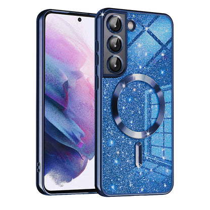 MagSafe futrola za Samsung Galaxy S21 5G G991, Techsuit, Luxury Glitter, Tamno Plava