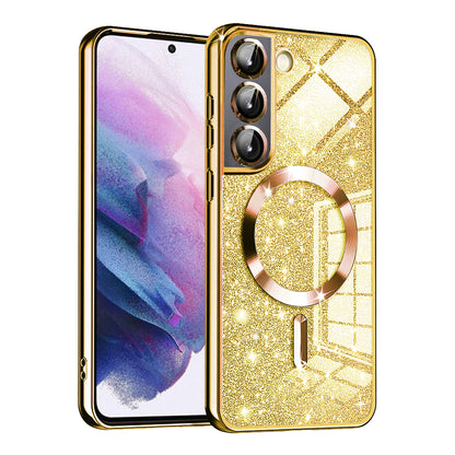 MagSafe maska za Samsung Galaxy S21 FE 5G G990, Techsuit, Luxury Glitter, Zlatna