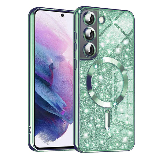 MagSafe futrola za Samsung Galaxy S21 FE 5G G990, Techsuit, Luxury Glitter, Svijetlo Zelena