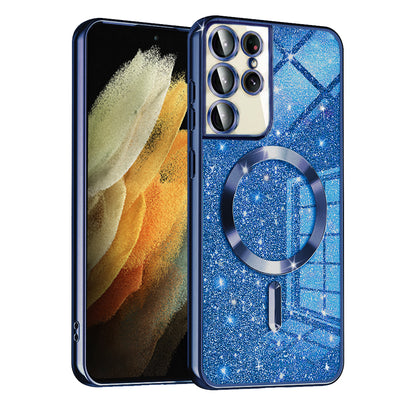 MagSafe futrola za Samsung Galaxy S21 Ultra 5G G998, Techsuit, Luxury Glitter, Tamno Plava