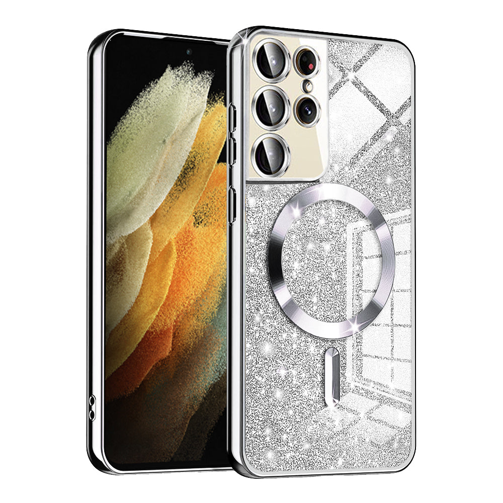 MagSafe futrola za Samsung Galaxy S21 Ultra 5G G998, Techsuit, Luxury Glitter, Srebrna