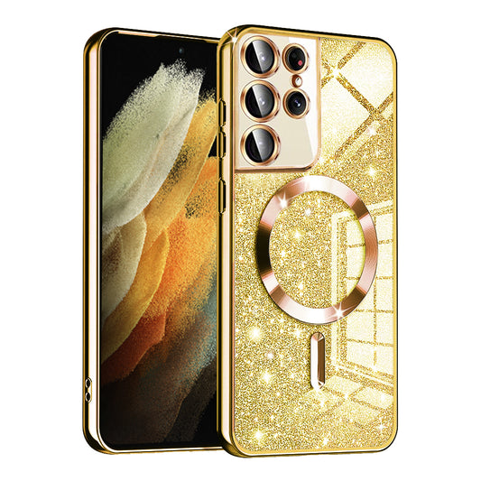 MagSafe futrola za Samsung Galaxy S21 Ultra 5G G998, Techsuit, Luxury Glitter, Zlatna
