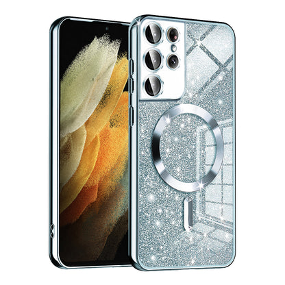 MagSafe maskica za Samsung Galaxy S21 Ultra 5G G998, Techsuit, Luxury Glitter, Plava