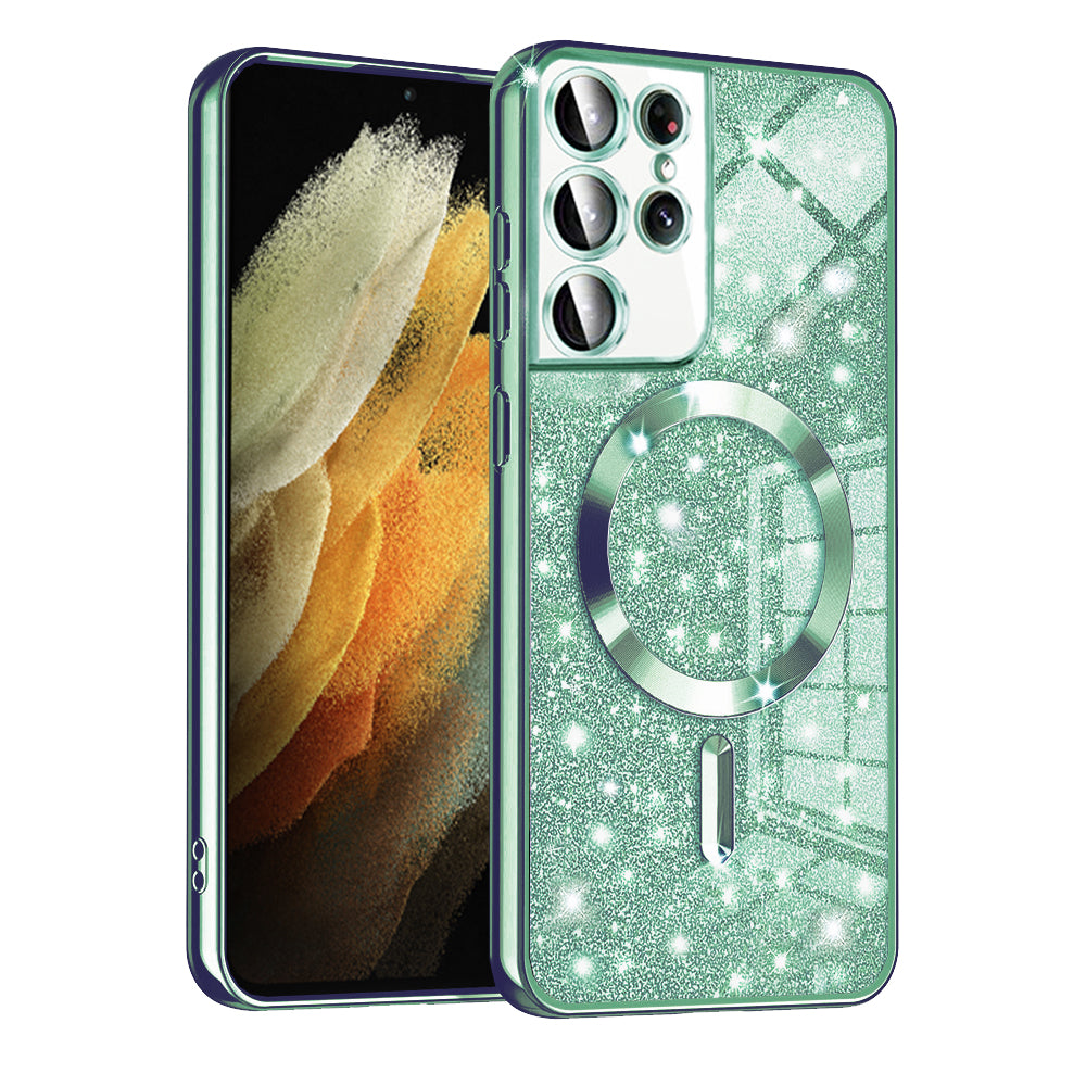 MagSafe futrola za Samsung Galaxy S21 Ultra 5G G998, Techsuit, Luxury Glitter, Svijetlo Zelena