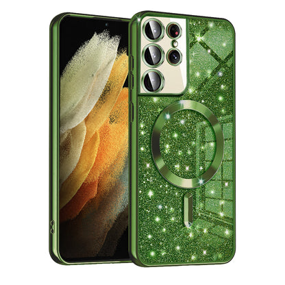 MagSafe maska za Samsung Galaxy S21 Ultra 5G G998, Techsuit, Luxury Glitter, Tamno Zelena