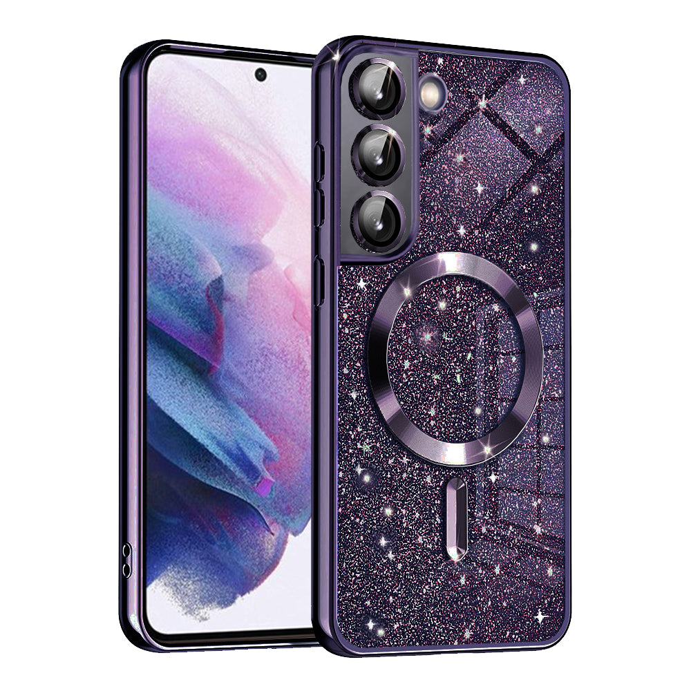 MagSafe futrola za Samsung Galaxy S22 5G S901, Techsuit, Luxury Glitter, Tamno Ljubičasta