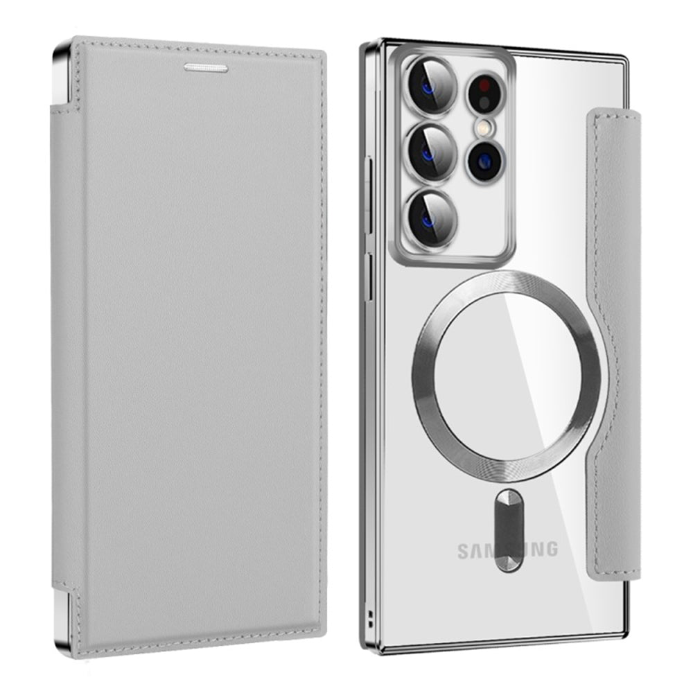MagSafe futrola za Samsung Galaxy S22 Ultra 5G S908, Techsuit, SmartMag Book, Siva