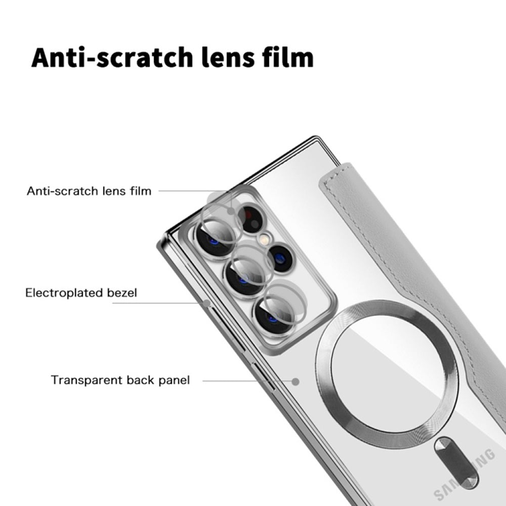 MagSafe futrola za Samsung Galaxy S22 Ultra 5G S908, Techsuit, SmartMag Book, Siva