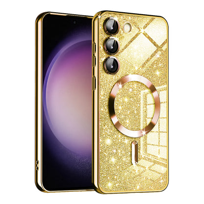 MagSafe maska za Samsung Galaxy S23+ S916, Techsuit, Luxury Glitter, Zlatna