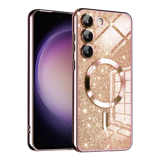 MagSafe futrola za Samsung Galaxy S23+ S916, Techsuit, Luxury Glitter, Ružičasto Zlatna