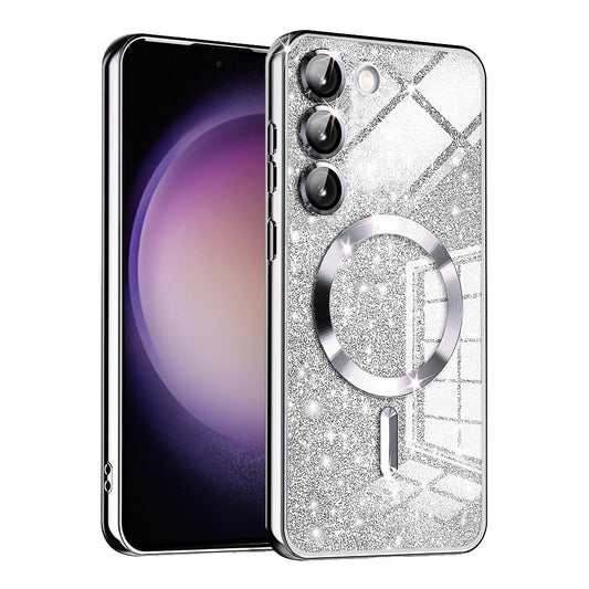 MagSafe futrola za Samsung Galaxy S23 S911, Techsuit, Luxury Glitter, Srebrna
