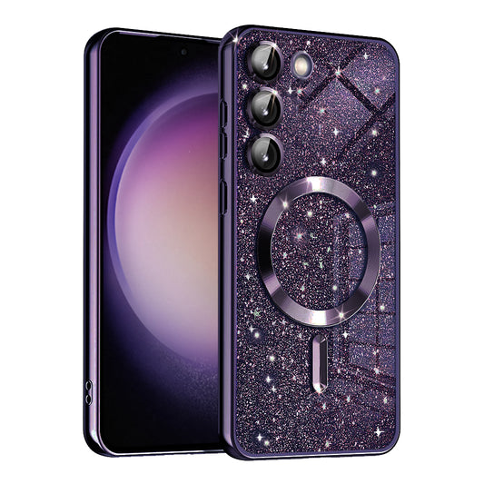 MagSafe futrola za Samsung Galaxy S23 S911, Techsuit, Luxury Glitter, Tamno Ljubičasta