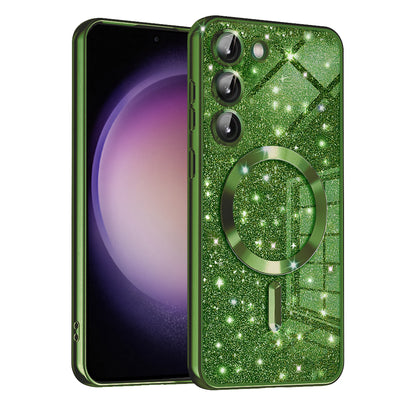 MagSafe futrola za Samsung Galaxy S23 S911, Techsuit, Luxury Glitter, Tamno Zelena