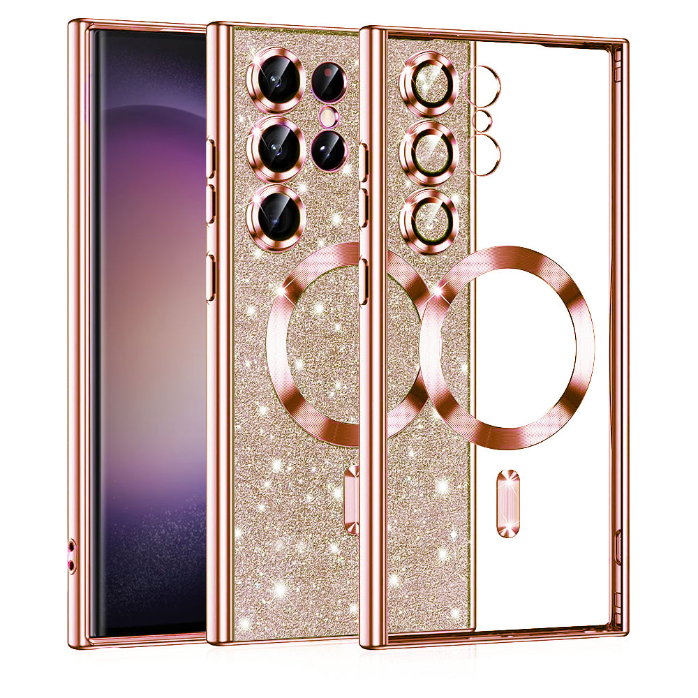 MagSafe maska za Samsung Galaxy S23 Ultra S918, Techsuit, Luxury Glitter, Ružičasto Zlatna