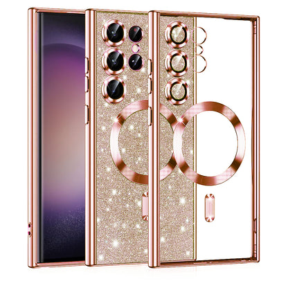MagSafe maska za Samsung Galaxy S23 Ultra S918, Techsuit, Luxury Glitter, Ružičasto Zlatna