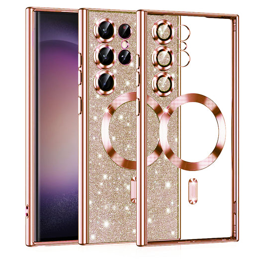 MagSafe maska za Samsung Galaxy S23 Ultra S918, Techsuit, Luxury Glitter, Ružičasto Zlatna