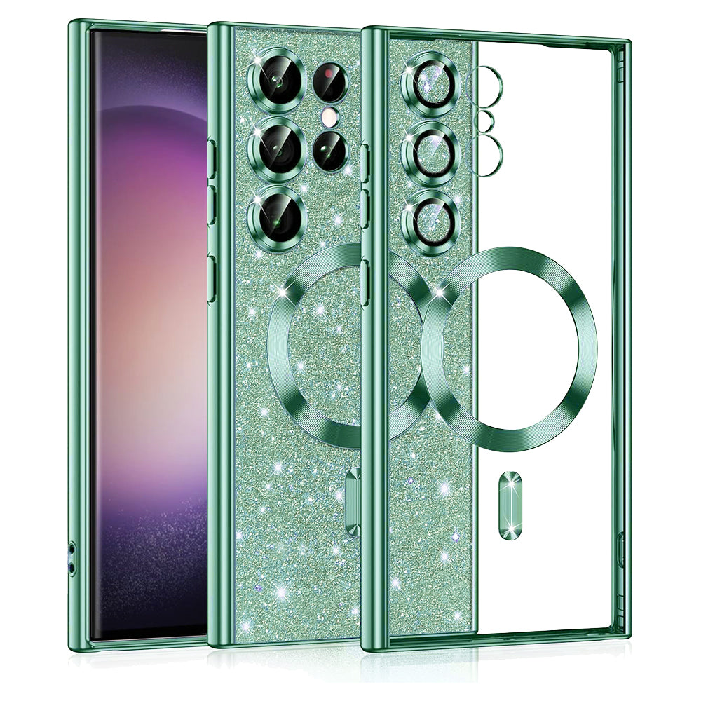 MagSafe futrola za Samsung Galaxy S23 Ultra S918, Techsuit, Luxury Glitter, Svijetlo Zelena