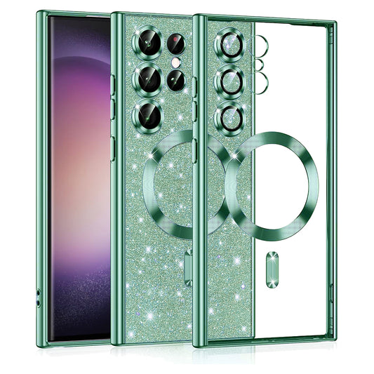MagSafe futrola za Samsung Galaxy S23 Ultra S918, Techsuit, Luxury Glitter, Svijetlo Zelena